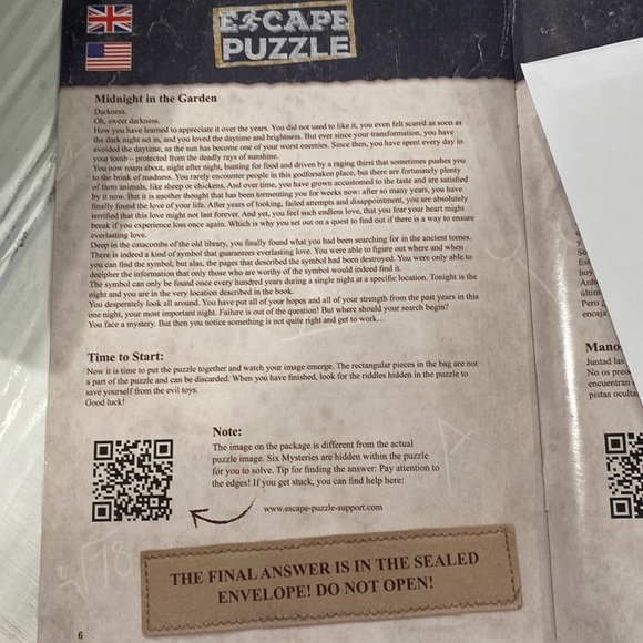 Ravensburger Escape puzzle Midnight in the Garden 368 pieces 6 logic puzzles - Picture 8 of 13